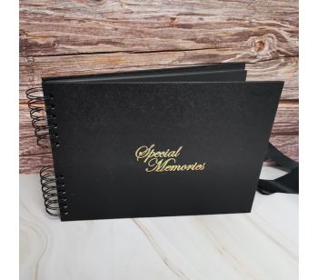 Good Size, Black Guestbook with Golden ‘Special Memories ‘ Message & Slight Leather Affect Covers