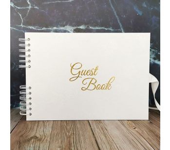 Good Size Rose Patterned Guestbook with Golden ‘Guest Book’ Message