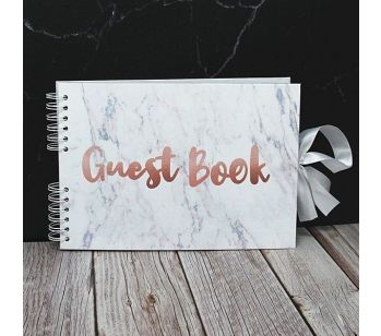 Good Size Marble Guestbook With Copper ‘Guest Book’ Message With 6x4 Printed Pages
