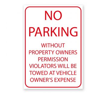 No Parking White and Red Warning Sign. Tough, Durable And Rust-Proof Weatherproof PVC Sign For Outdoor Use, 297MM X 210MM. NO 034