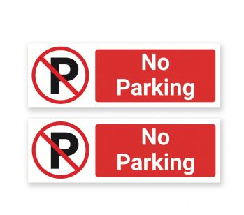 Pack of 2 ‘NO PARKING’ Signs. Tough, Durable And Rust-Proof Weatherproof PVC Sign For Outdoor Use, 300MM X 100MM. NO 033