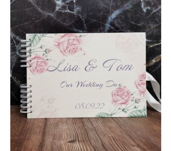 Personalised Pastel Watercolour Rose Guestbook with Different Page Style Options