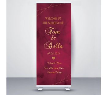 Personalized Ruby Colour wedding roller banner