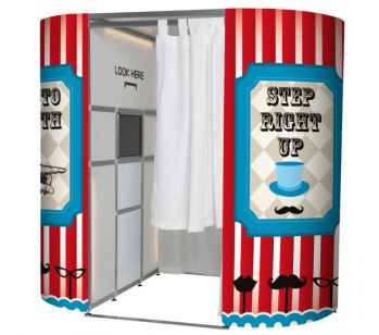 Red Striped Circus Vintage Style Photo Booth Experience Skins