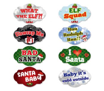 Set of 4 PVC Double-sided Xmas Photo Booth Props Pack 5