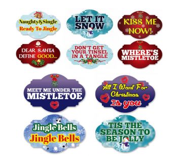 A multi-pack of some of our exciting and fantastic looking double-sided Christmas word board props. Our special unique designs are sure to go down well for any type of party this Xmas, whether at a photo booth event or a party at home. Reliving some of th