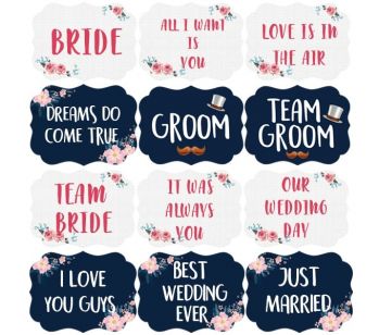 Set of 6 PVC Double-sided Wedding Photo Booth Props 