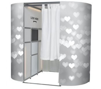 Grey & White Confetti Love Hearts Photo Booth Panel Skins
