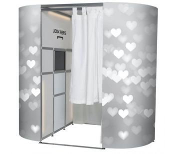 Grey & White Confetti Love Hearts Photo Booth Experience Skins