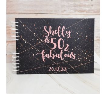 Personalised Spacious Confetti Rose Gold Line Style Guestbook with Different Page Style Options